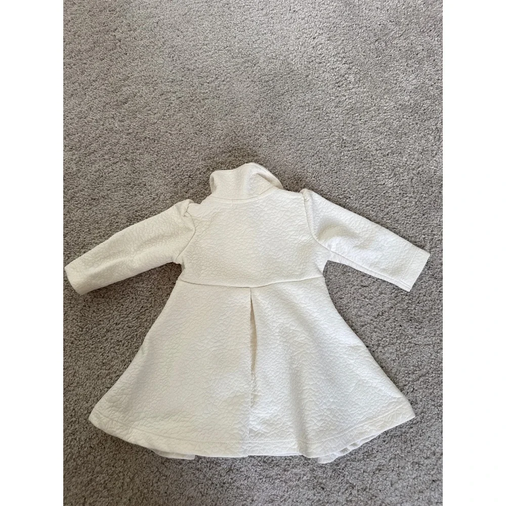 Nannette Baby Girls Cream White Textured Dress Coat Peter Pan Collar 3/6M